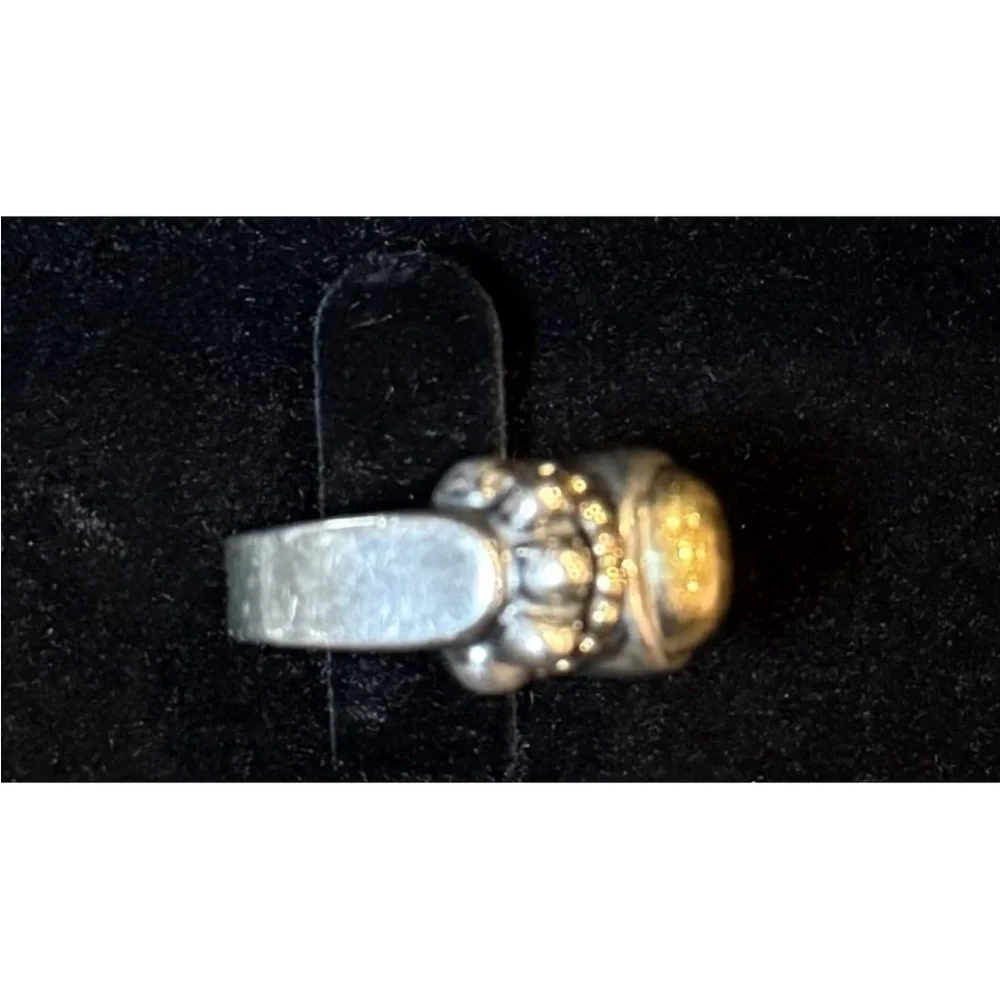 Vintage Lagos Caviar 18k Gold 750 .925 Sterling Silver Dome Ring Size 4.5